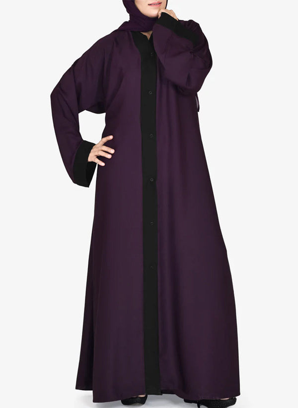 Hijab Ul Hareem Plain Contrast Color Nida Abaya without Dupatta 0116-PR Arabis