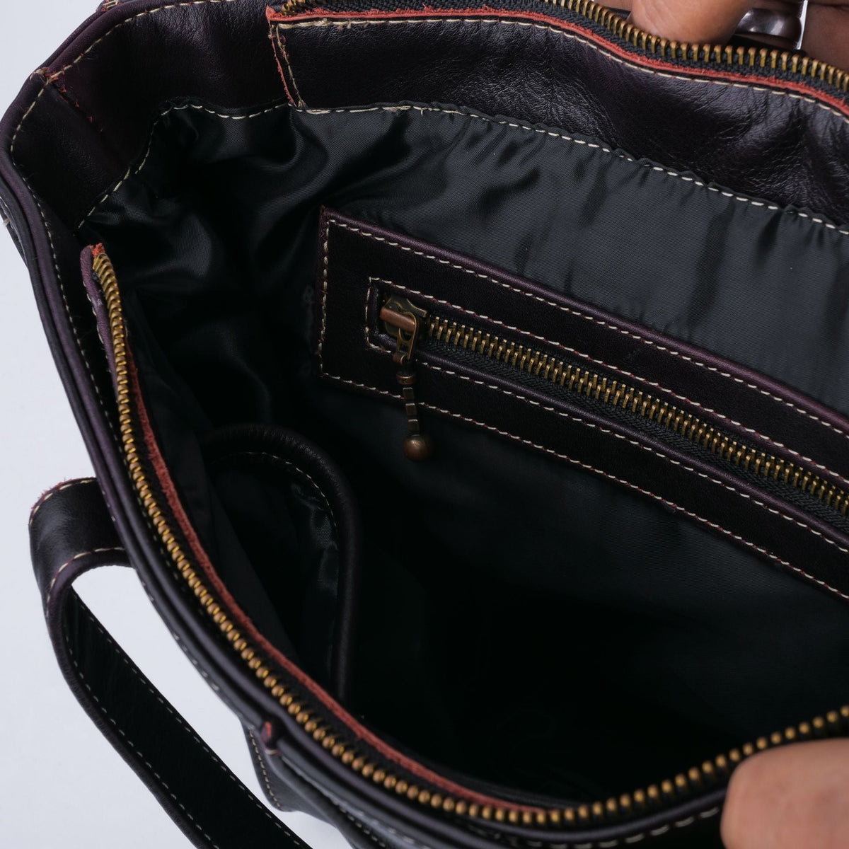 Everyday Women's Leather Zipper Tote Bag-Black