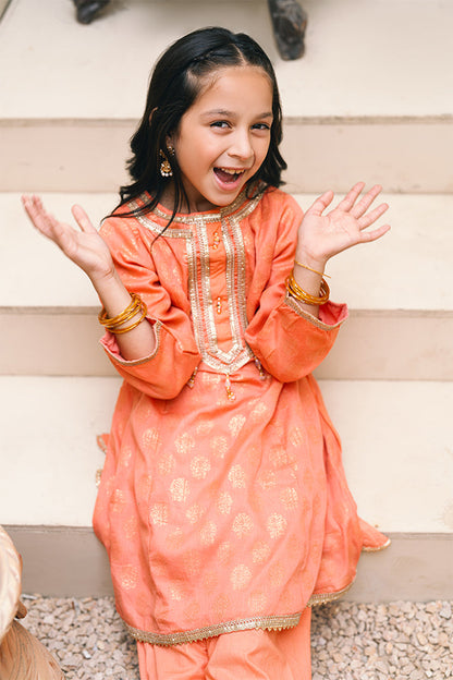MGF-010,  Panel frock style  with round neck, embellished with samosa lace ,beads and samosa rope,