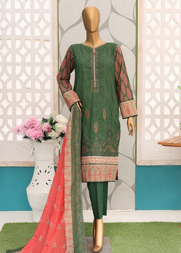 HZ Textile Premium Embroidered Cotton Lawn 3 Piece Unstitched Suit HZ24CWV2 D-138