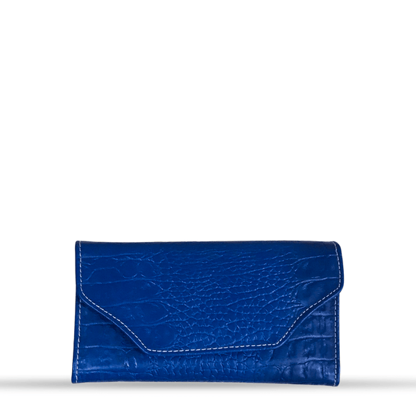 Bag X Leather Long Crocodile Wallet 3 Folds Blue