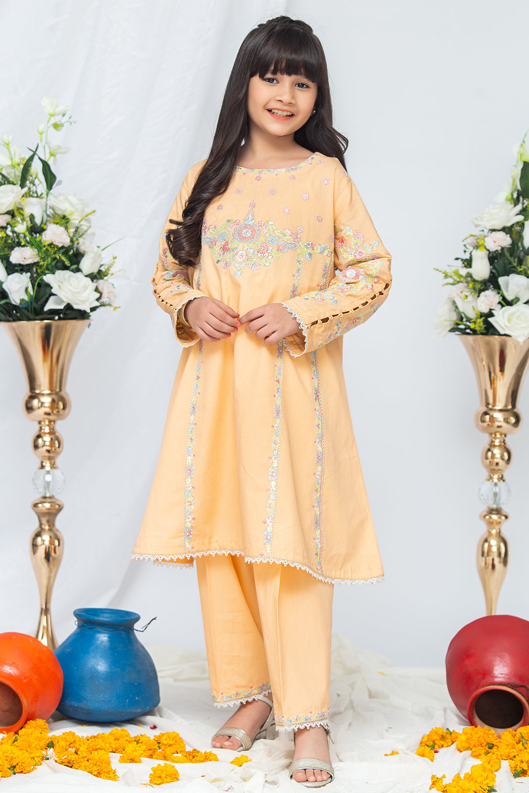 2PCS Jacquard Suit Shirt & Cotton Trouser SKU: EMB-043