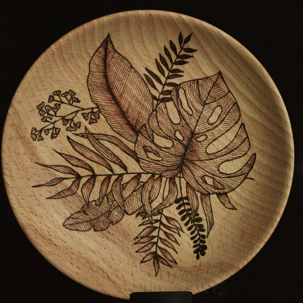 Wooden Trinket Monstera Plate