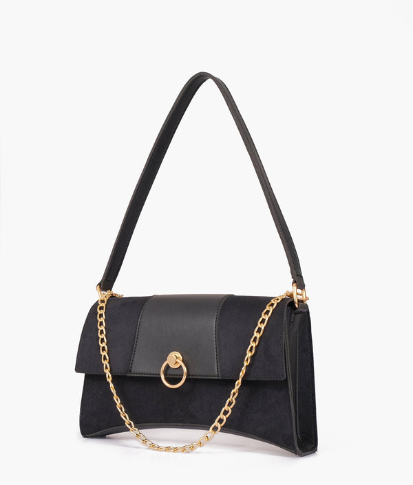 RTW Creation - Black suede buckle envelope bag