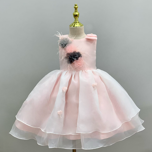 Baby Girl Light Peach Butterflies Fancy Frock