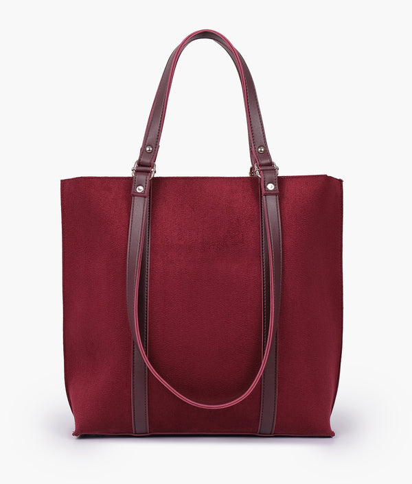 RTW Creation - Burgundy suede double-handle tote bag