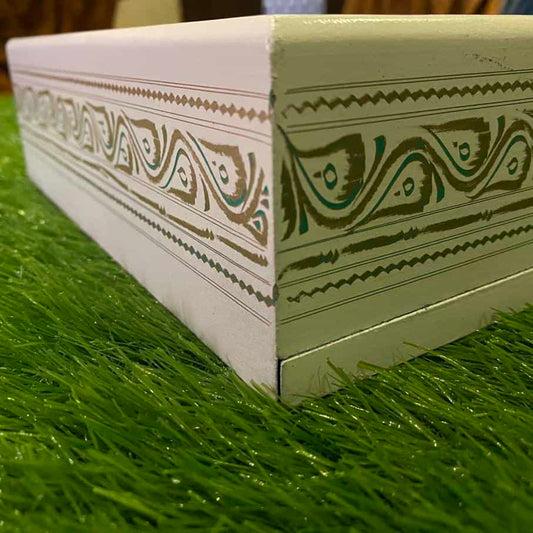 White and Gold Naqshi Tissue Box: Elegant Decor Accent for Any Room