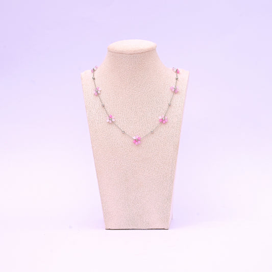Blooming Beads Necklace Red Gold