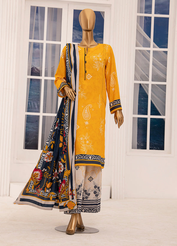 HZ Textile Wintry Shawl Printed Linen 3 Piece Unstitched Suit HZ24LWSV2 LWS-1161