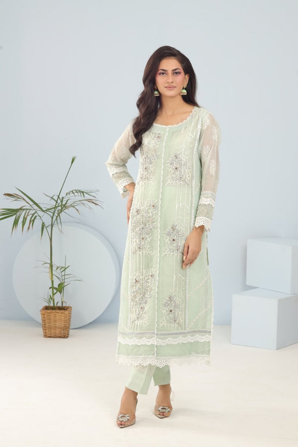 Manahils Stitched Formals K-214-Mint Meadow