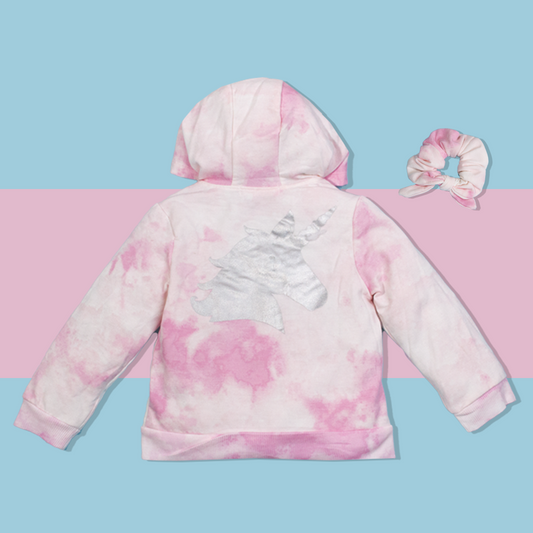 Young Hearts 2 Piece Pink Tie & Dye Hoodie
