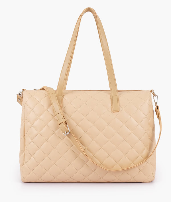 RTW Creation - Off-white quilted carryall tote bag
