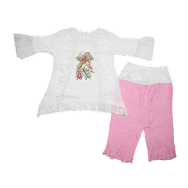 White Fancy Top With Pajama 2