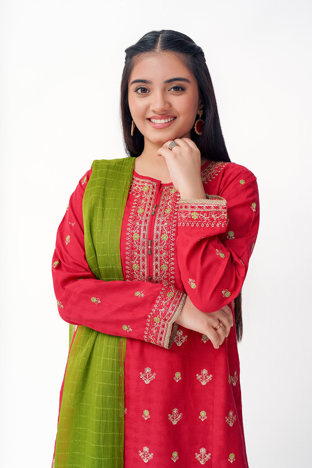 JAQUARD EMBROIDERED 3 PCS SUIT SKU:T-SFC-025