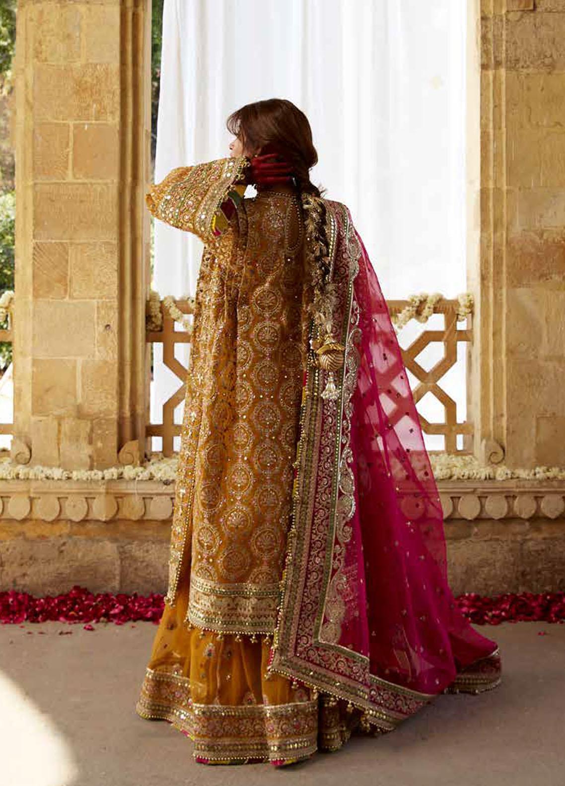 Sagar Kinaray By MNR Embroidered  Suits Unstitched 3 Piece MNR23SK ZWU23-21 KESARI - Wedding Collection
