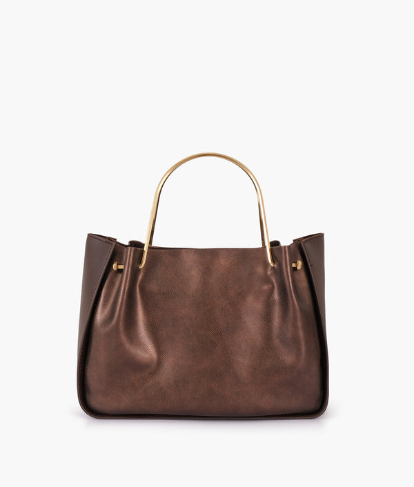 RTW Creation - Bronze metallic handle shoulder bag
