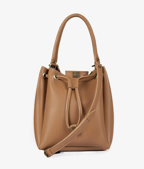 RTW Creation - Tan drawstring bucket bag