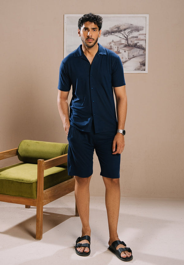 Blue Button Down Co ord Set