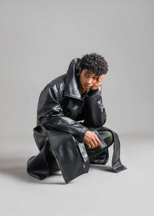 RK LEATHER LONG COAT