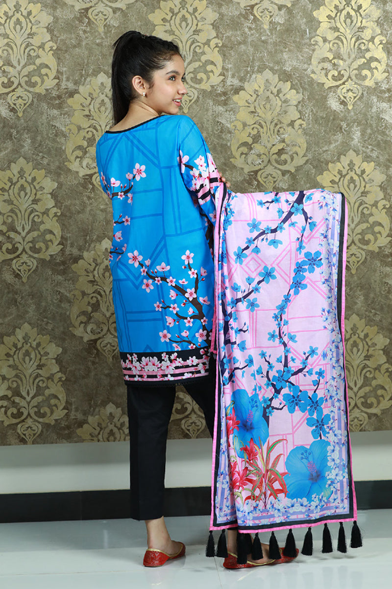 PRSDT-088 Digital Printed Lawn Shirt, Dupatta & Cotton Trouser
