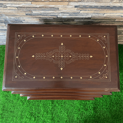 Wooden Dark Brown 20" Nesting Tables Set Of 4