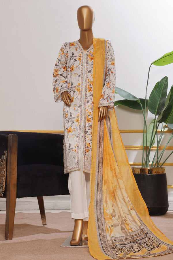 Bin Saeed Stitched 3 Piece Open Front Cutwork Kari Collection'2025-SM-2113-White