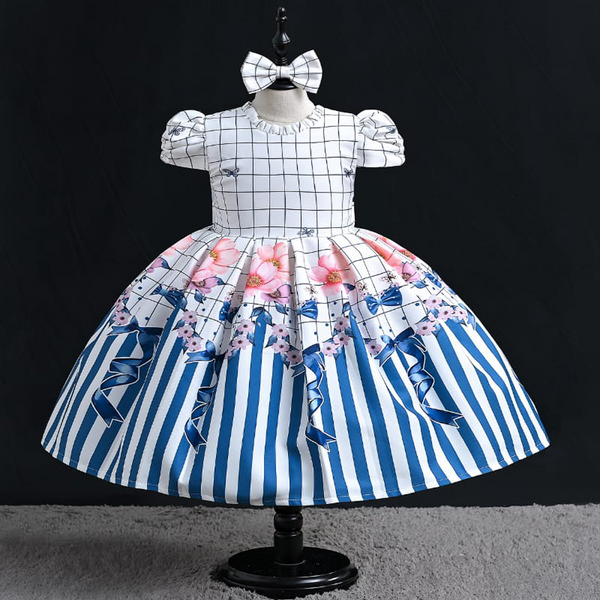 Girl Digital Printed Frock Bow print with Headband