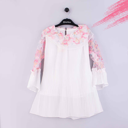 Girl White 3D Flowers Top
