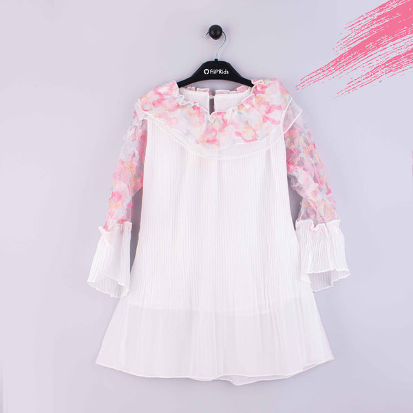 Girl White 3D Flowers Top