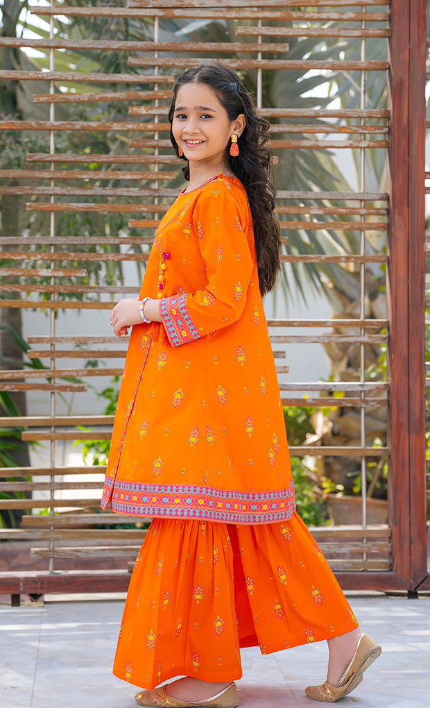 T-ALPRTW-062, Printed Angrakha With The Pair Of Motif Garara