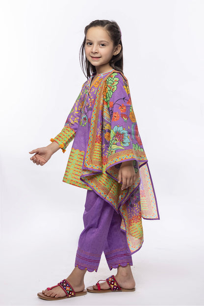 3Pcs Printed Lawn Suit PURPLE SKU : 3PCS-033