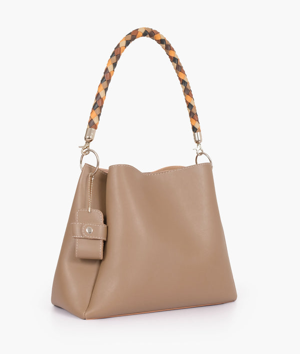 RTW Creation - Coffee handbag with braided handle