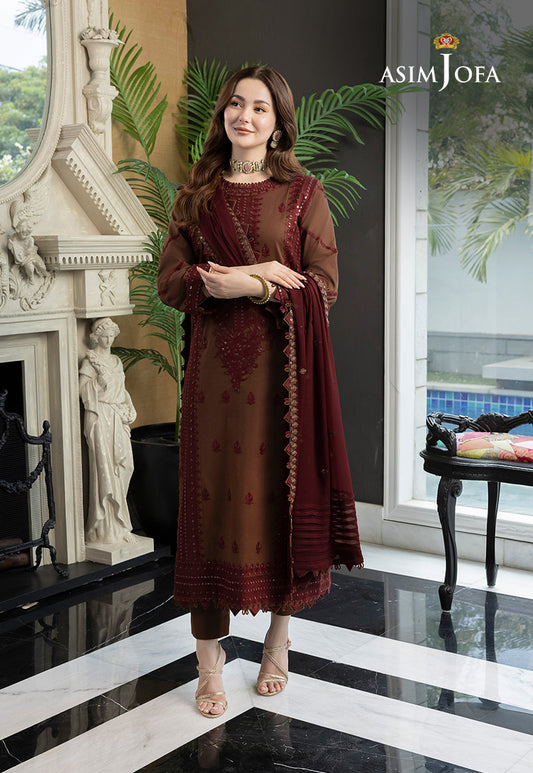 AJRN-14 EMBROIDERED LAWN SILK 3 PCS
