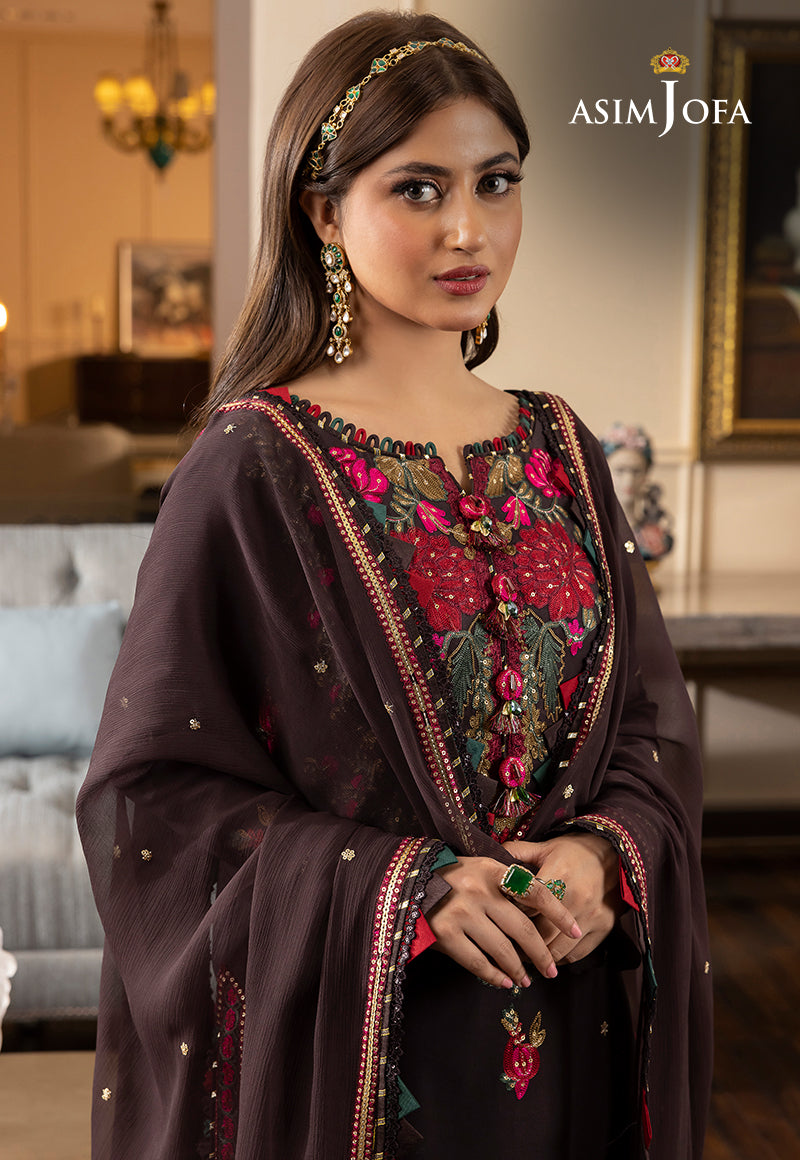 AJRN-12 EMBROIDERED LAWN SILK 3 PCS