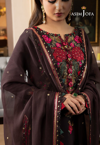 AJRN-12 EMBROIDERED LAWN SILK 3 PCS