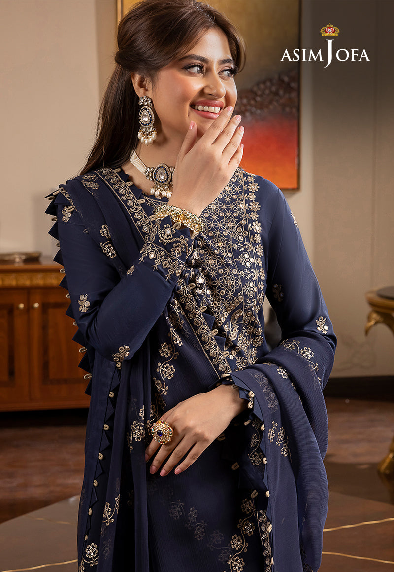 AJRN-16 EMBROIDERED LAWN SILK 3 PCS