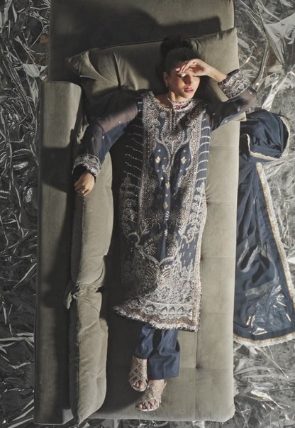 AJUEV-07 EMBROIDERED CREPE SILK UNSTITCHED 3 PCS