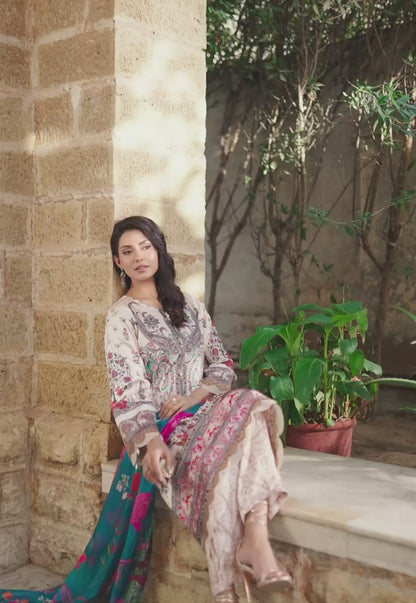 AJPB-198 PRINTED CHARMEUSE SILK STITCHED 3PCS