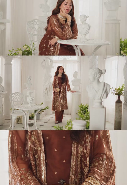 AJIZL-08 EMBROIDERED NET UNSTITCHED 2 PCS