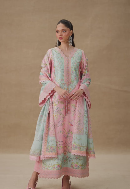 AJULSC-06 Embroidered Charmeuse Silk Unstitched 3 Pcs