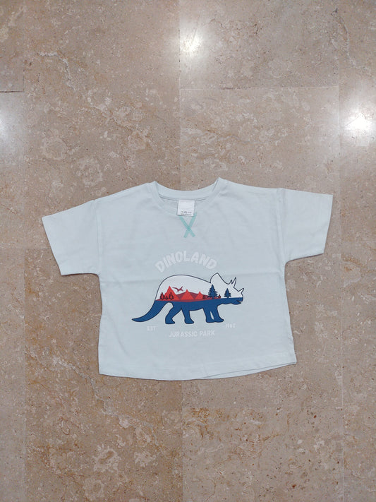 Light Blue Dino Printed Tshirt