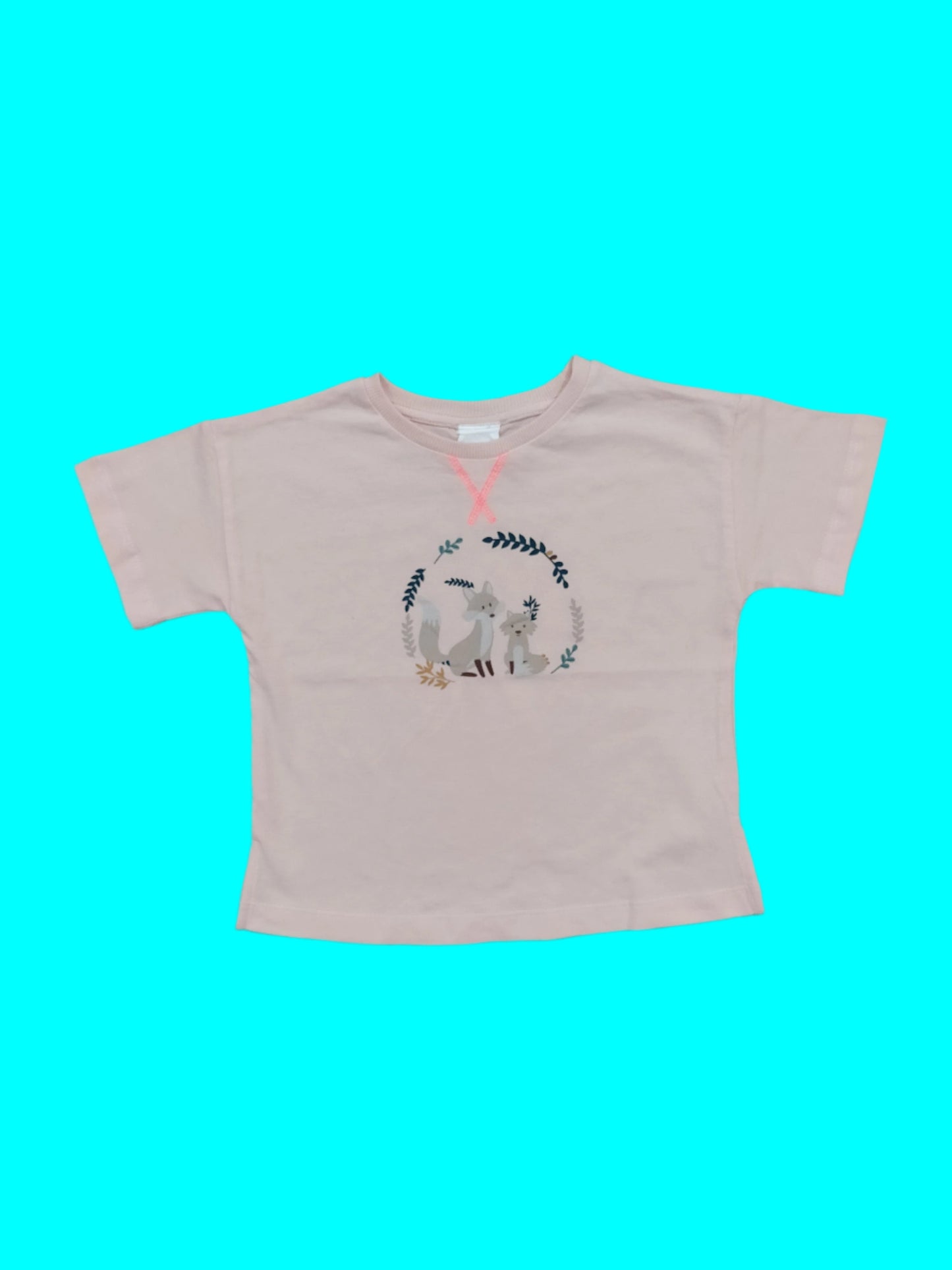 Peach Wolf Printed T-shirt for Kids