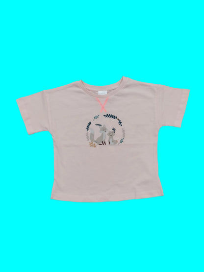 Peach Wolf Printed T-shirt for Kids