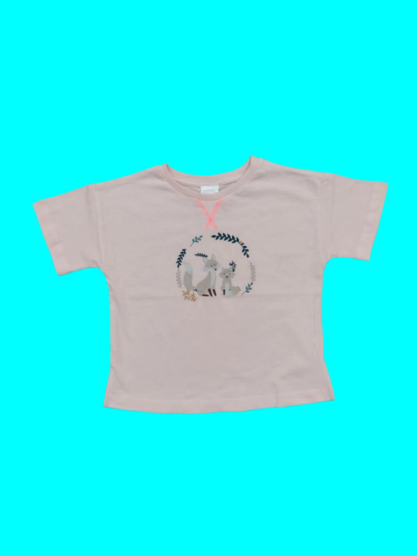Peach Wolf Printed T-shirt for Kids