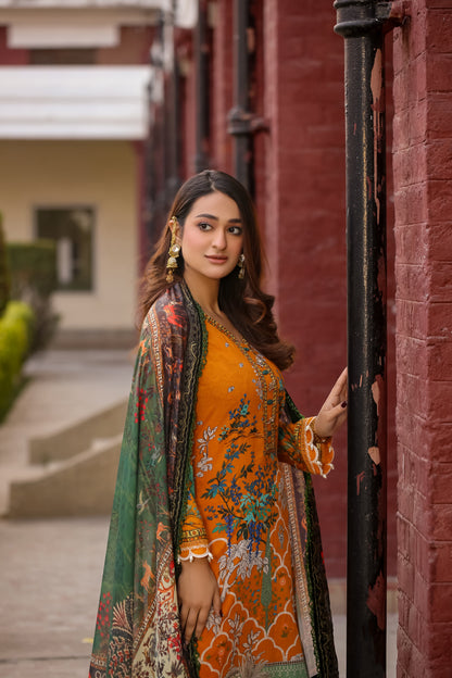 Saadia Ahmed LWSU-25P301 3-Pcs Printed Lawn Dress in Bright Colors with Elegant Design