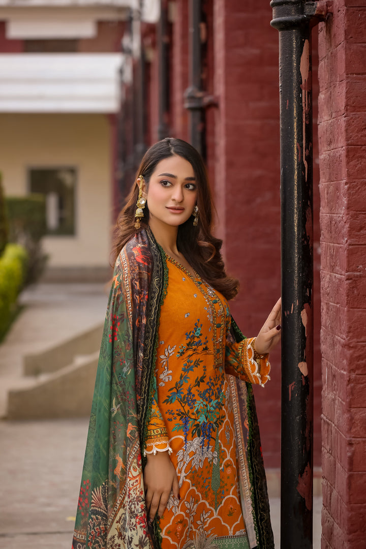 Saadia Ahmed LWSU-25P301 3-Pcs Printed Lawn Dress in Bright Colors with Elegant Design