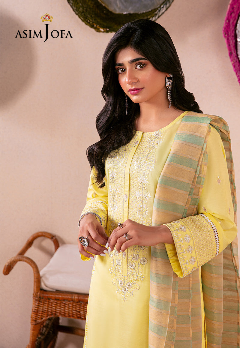 AJOD-23 EMBROIDERED INDIAN RAW SILK 3 PCS
