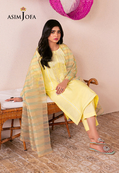 AJOD-23 EMBROIDERED INDIAN RAW SILK 3 PCS