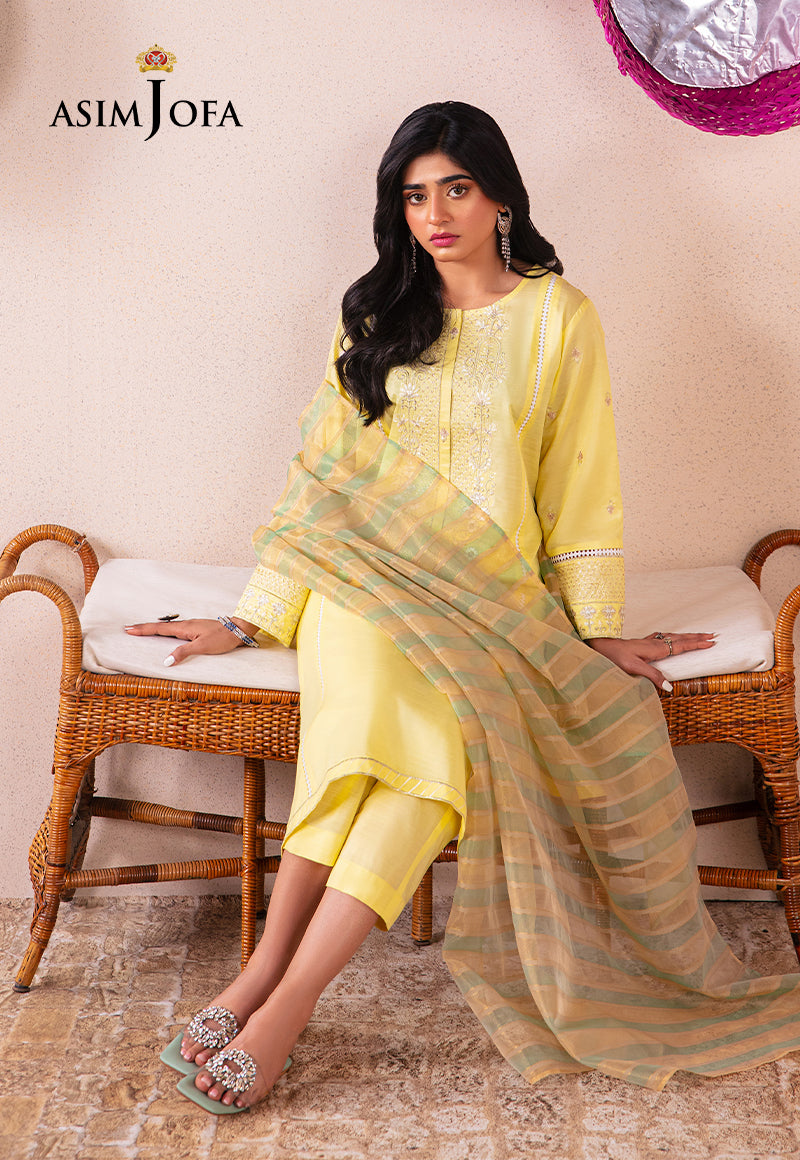 AJOD-23 EMBROIDERED INDIAN RAW SILK 3 PCS